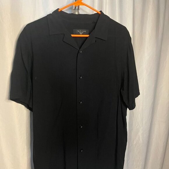 Rag & Bone Avery Viscose Camp Shirt Black Size M - Picture 13 of 13